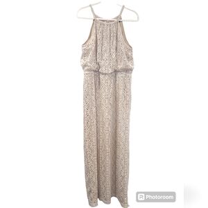 Crochet Lace Maxi Dress - Ivory - Size 14, Ivory, Sharagano